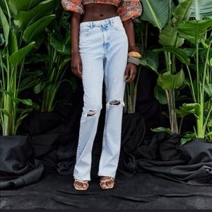 Zara flared ripped slim fit jeans